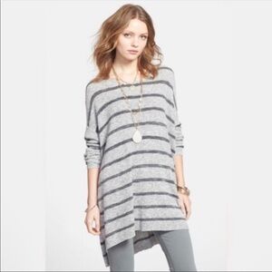 Free People Shipping News Striped Draped Oversized Tunic Sweater